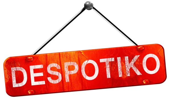 Despotiko, representación 3D, un signo colgante rojo — Foto de Stock