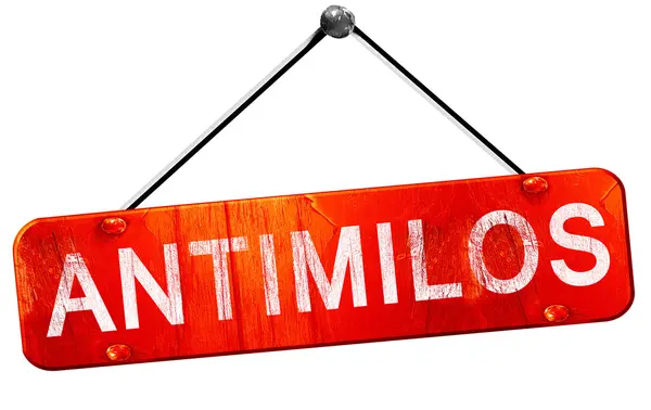 Antimilos, 3d render, işareti asılı kırmızı