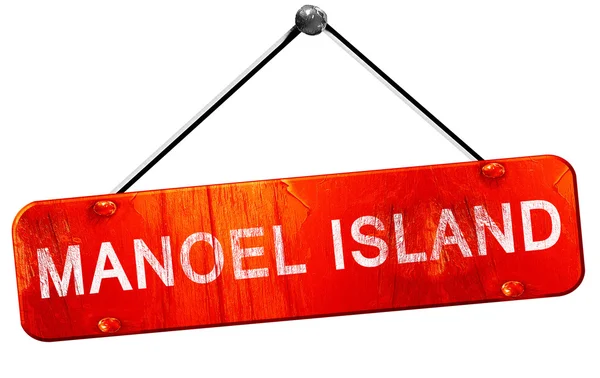 Manoel island, 3D rendering, a red hanging sign — Stock Photo, Image