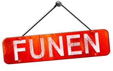 Funen, 3d render, işareti asılı kırmızı