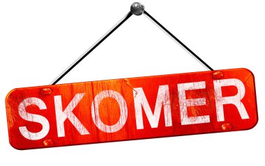 Skomer, 3d render, işareti asılı kırmızı