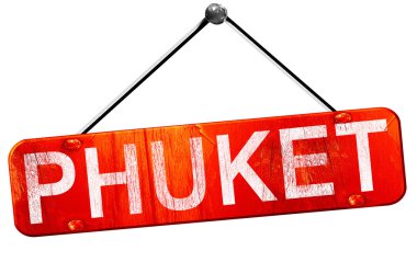 Phuket, 3d render, işareti asılı kırmızı