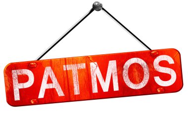 Patmos, 3d render, işareti asılı kırmızı