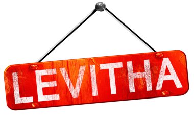 Levitha, 3d render, işareti asılı kırmızı