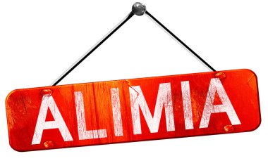 Alimia, 3d render, işareti asılı kırmızı