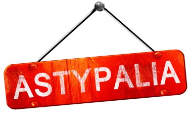 Astypalia, 3d render, işareti asılı kırmızı