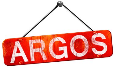 Argos, 3d render, işareti asılı kırmızı