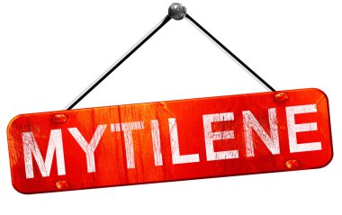 Mytilene, 3d render, işareti asılı kırmızı