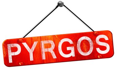 Pyrgos, 3d render, işareti asılı kırmızı