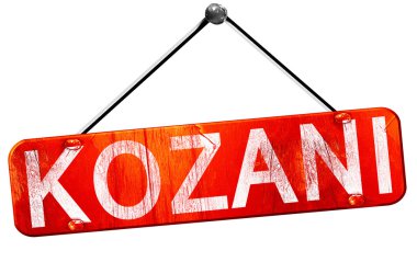 Kozani, 3d render, işareti asılı kırmızı