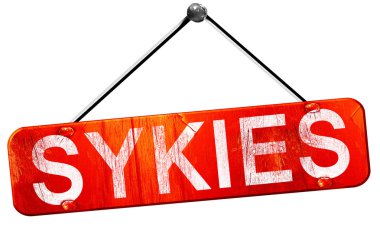 SYKIES, 3d render, işareti asılı kırmızı