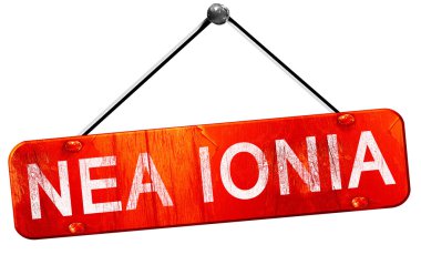 NEA IONIA, 3d render, işareti asılı kırmızı