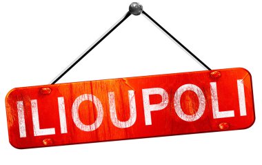 ILIOUPOLI, 3d render, işareti asılı kırmızı