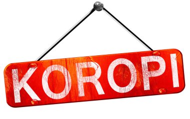 KOROPI, 3d render, işareti asılı kırmızı
