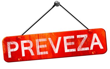 Preveza, 3d render, işareti asılı kırmızı