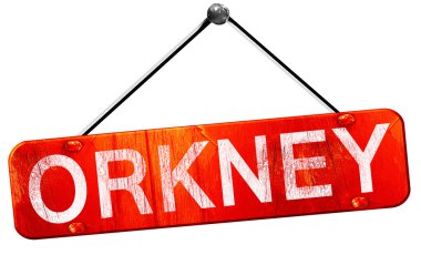 Orkney, 3d render, işareti asılı kırmızı