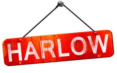 Harlow, 3d render, işareti asılı kırmızı