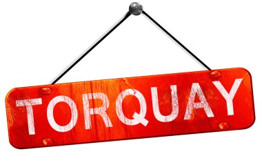 Torquay, 3d render, işareti asılı kırmızı