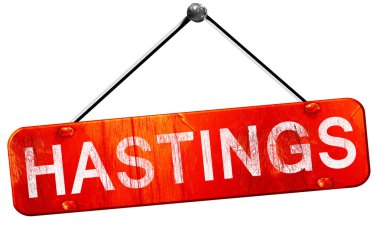 Hastings, 3d render, işareti asılı kırmızı