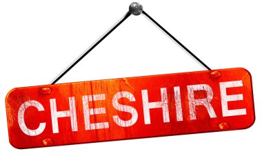 Cheshire, 3d render, işareti asılı kırmızı