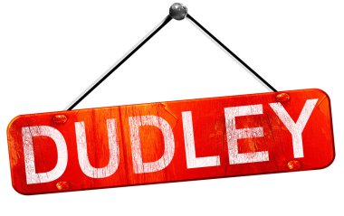 Dudley, 3d render, işareti asılı kırmızı