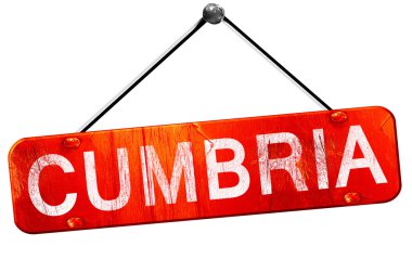 Cumbria, 3d render, işareti asılı kırmızı