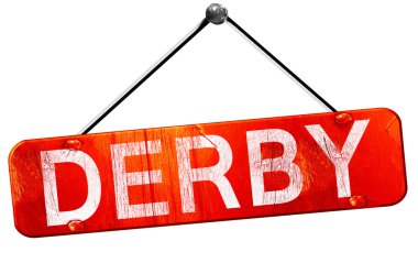 Derby, 3d render, işareti asılı kırmızı