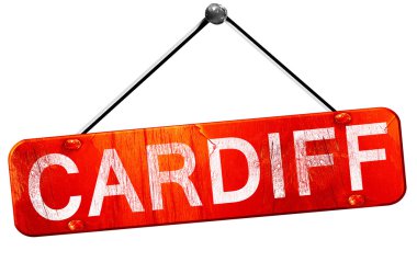 Cardiff, 3d render, işareti asılı kırmızı