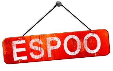 Espoo, 3d render, işareti asılı kırmızı