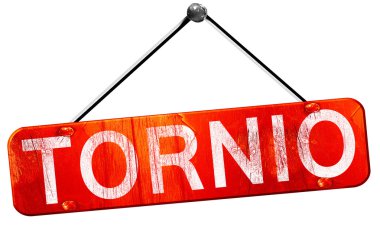 Tornio, 3d render, işareti asılı kırmızı