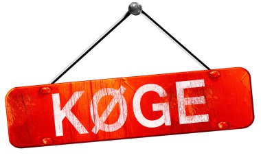 Koge, 3d render, işareti asılı kırmızı
