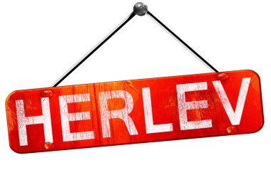 Herlev, 3d render, işareti asılı kırmızı