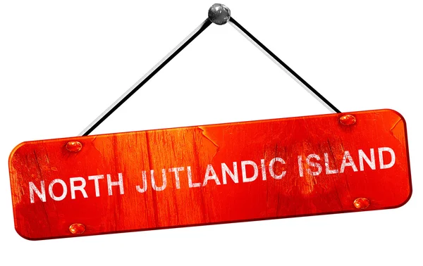 Isla jutlandic del norte, representación 3D, un cartel colgante rojo — Foto de Stock