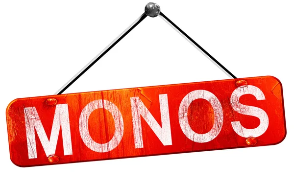 Monos, 3d render, işareti asılı kırmızı