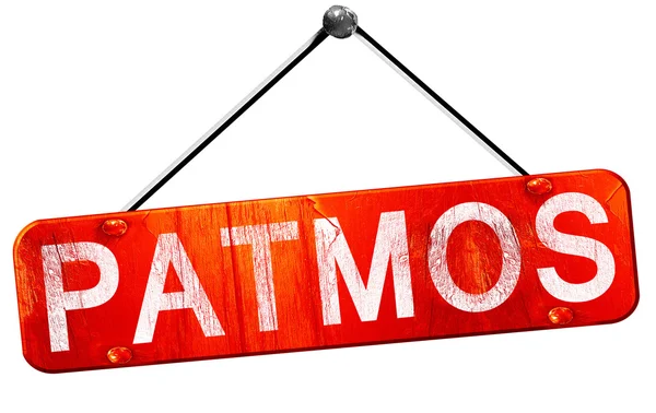 Patmos, 3d render, işareti asılı kırmızı