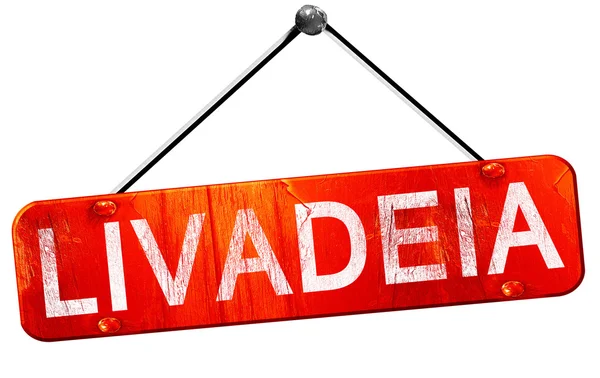 Livadeia, rendu 3D, un panneau rouge suspendu — Photo