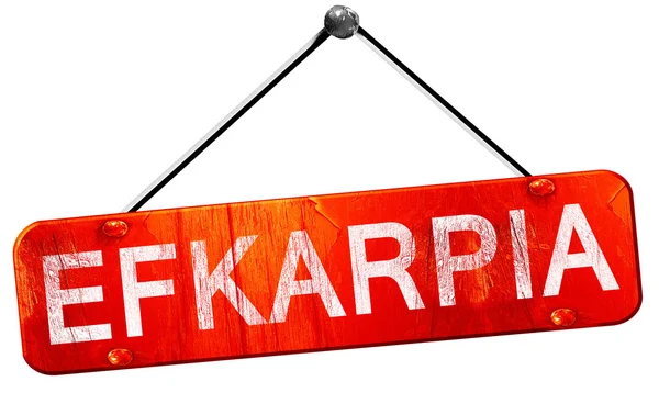 Efkarpia, representación 3D, un signo colgante rojo — Foto de Stock