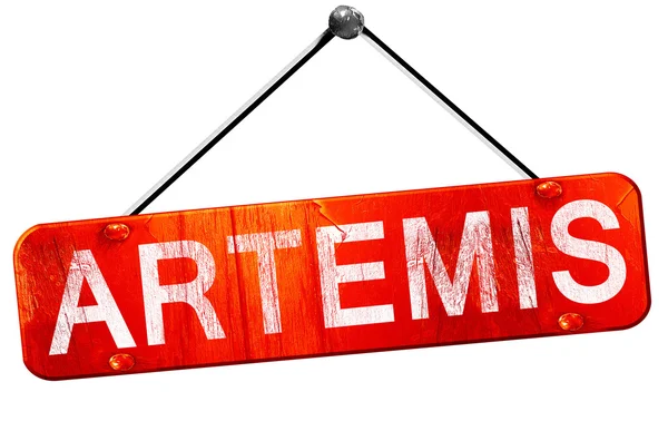 Artemis, 3d render, işareti asılı kırmızı