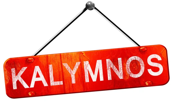 Kalymnos, 3d render, işareti asılı kırmızı