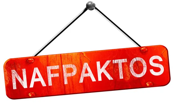 Nafpaktos, 3d render, işareti asılı kırmızı