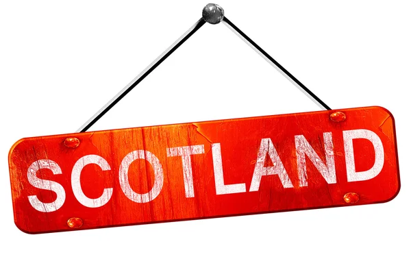 Scotland, 3D rendering, a red hanging sign — Stock Photo, Image