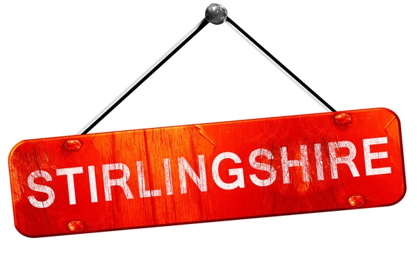 Stirlingshire, 3D rendering, a red hanging sign — Stock Photo, Image