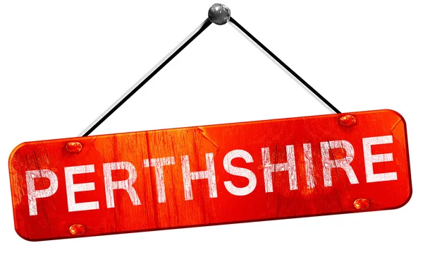 Perthshire, 3D rendering, a red hanging sign — Stock Photo, Image