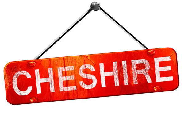 Cheshire, 3d render, işareti asılı kırmızı