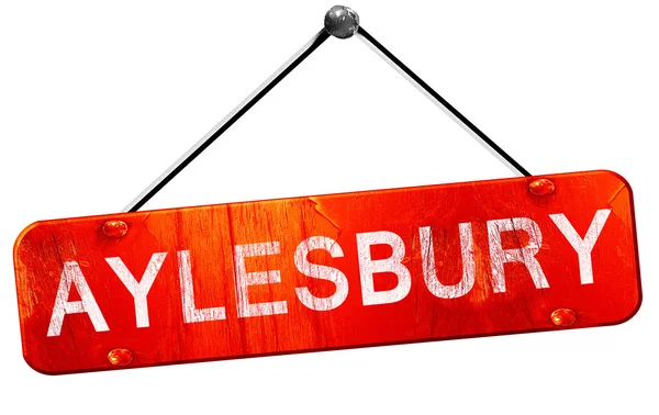 Aylesbury, 3D rendering, a red hanging sign — Stock Photo, Image