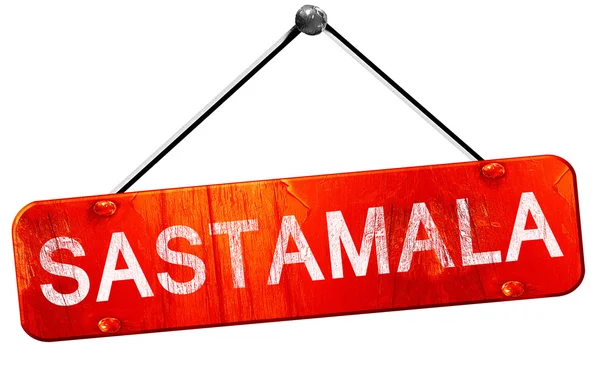 Sastalma，3d 渲染，一个红色的挂的牌子 — 图库照片
