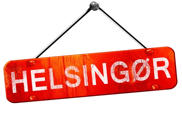 Helsingor, 3d vykreslování, červený visí znamení — Stock fotografie