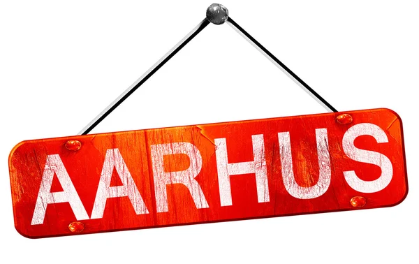 Aarhus, 3d render, işareti asılı kırmızı