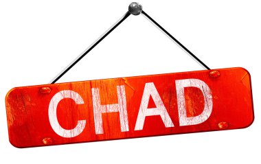Chad, 3d render, işareti asılı kırmızı