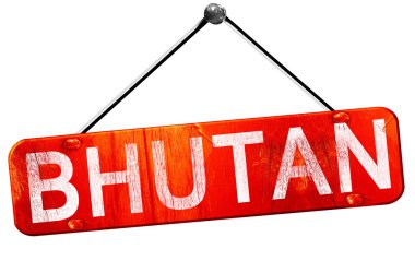 Bhutan, 3d render, işareti asılı kırmızı